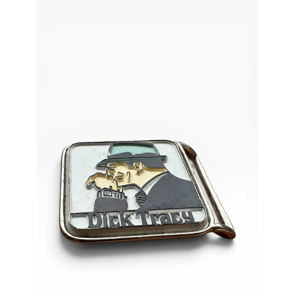 Vintage Dick Tracy Enamel Belt Buckle Pyramid Belt Co NY Comic Detective RARE
